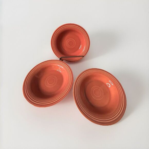 (3) Fiestaware 8 1/4” Rose Soup Bowls Cereal Salad Pink Fiesta Bowls Vintage - Picture 2 of 11